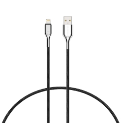 Cygnett Armoured Lightning to USB-A Cable (2M) - Black (CY2670PCCAL), Support Fast & Safe Charging 2.4A/12W, Double Braided Nylon Cable, MFi Certified