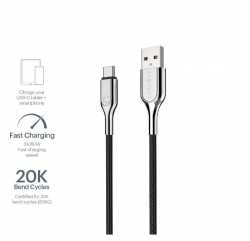 Cygnett Armoured USB-C to USB-A (USB 2.0) Cable (2M) - Black (CY2682PCUSA), Support 3A/60W Fast Charging, 480Mbps Transfer Speed, Scratch Resistance