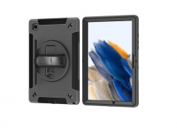 Generic Rugged Black Case for Samsung Galaxy Tab A8 10.5" - Black (hdta8), Shockproof, Dustproof, 360 Rotatable Hand Strap, heavy Duty Protection