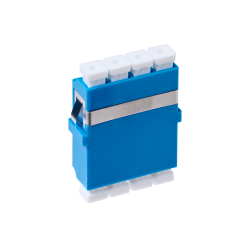 LC OS1/OS2 Singlemode Through Coupler Flangeless Quad Ceramic Sleeve | Blue 015.002.0080