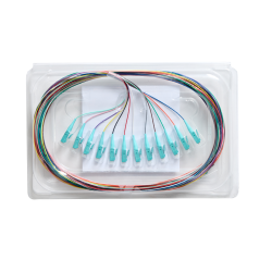 Fibre Pigtail LC OM4 Multimode 2m - 12 pack Rainbow - Aqua Connector | Backward Compatible With OM3 015.012.1408