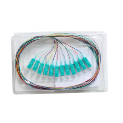 Fibre Pigtail SC OM4 Multimode 2m - 12 pack Rainbow - Aqua Connector | Backward Compatible With OM3 015.012.1409