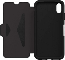 OtterBox Apple iPhone Xs Max Strada Series Case - Shadow (77-60126), Military standard (MIL-STD-810G 516.6), Leather folio covers screen