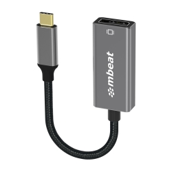 mbeat Elite USB-C to Display Port Adapter -Converts USB-C to DisplayPort female port, 4K@60Hz (3840×2160), 15cm - Space Grey