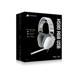 Corsair HS80 RGB White- Dolby Atoms 3D, Pulse Sound, Dolby 7.1 Surroud, USB - Gaming Headset PC,PS5, Xbox X Headphones CA-9011238-AP