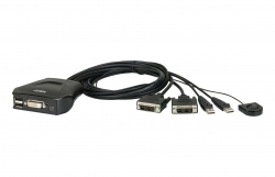 Aten CS22D 2-Port USB DVI Cable KVM Switch with Remote Port Selector 006.108.0022