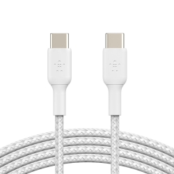 Belkin BOOST CHARGE Braided USB-C to USB-C Cable (1m/3.3ft) - White(CAB004bt1MWH),USB-IF certified,Tested to withstand 10,000+ bends CAB004bt1MWH