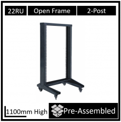 LDR Flat Packed 22U 2-Post Open Frame Rack, Black Metal Construction WB-OR-B6622