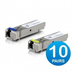 Ubiquiti UFiber SFP Single-Mode BiDi Fiber Module, 1 Gbps, 3km Dstance, 20-Pack UACC-OM-SM-1G-S-20