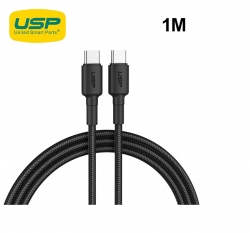 USP BoostUp USB-C to USB-C Cable (1M) - Black (6972890207064), 3A Fast and Safe Charge, Strong and Durable Nylon Cable, Reinforced Joint