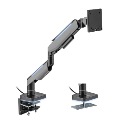 Brateck Single Heavy-Duty RGB Gaming Monitor Arm Fit Most 17"-49" Monitor VESA 75x75,100x100 LDT61-C012L-BG