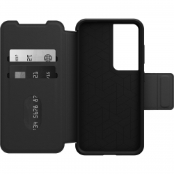 OtterBox Strada Samsung Galaxy S23 5G (6.1") Case Shadow Black - (77-91181), 3X Military Standard Drop Protection, Leather Folio Cover, Card Holder 77-91181