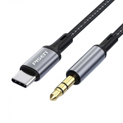 PISEN USB-C to 3.5mm AUX Audio Cable (1M) - Titanium Grey (6902957077187), Aluminum Alloy Braided Cable, Support Stereo, Hi-Fi Transmission 6.90296E+12