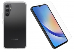 OtterBox React Case with Trusted Glass Samsung Galaxy A34 5G (6.6") Clear - (78-81198), DROP+ Tested Case, 2X Scratch Protection Screen Protector 78-81198