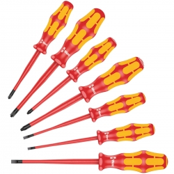 WERA 160 Kraftform Plus Series 100 VDE Screwdriver Set with Reduced Blade Diameter 7 Pce WT05135961001