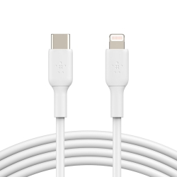 Belkin BoostCharge Lightning to USB-C Cable (1m/3.3ft) - White (CAA003bt1MWH), 18W Fast Charge, 480Mbps, 8,000+ bends tested, USB-C PD, PVC Cable,2YR. CAA003bt1MWH