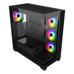 FSP M340-BA Tempered Glass ATX Mid Tower Gaming Case Black Pre-installed 120mm x 3 reverse ARGB fans and 1 ARGB fan M340-BA