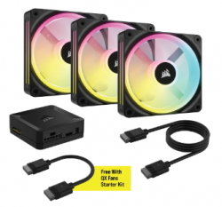 CORSAIR QX RGB Series, iCUE LINK QX120 RGB, 120mm Magnetic Dome RGB Fan, Starter Kit CO-9051002-WW(QX120-STKIT)