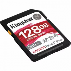 Kingston Canvas React Plus 128 GB Class 10/UHS-II (U3) V60 SDXC - 280 MB/s Read - 100 MB/s Write SDR2V6/128GB