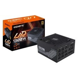 Gigabyte UD1300GM PG5 1300W ATX PSU Power Supply 80+ Gold >90% 140mm Fan Black Flat Cables Single +12V >100K Hrs GP-UD1300GM PG5