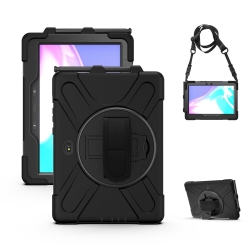 Pisen Rugged Samsung Galaxy Tab Active4 Pro (10.1") Case Black - Built-in-Kickstand, Adjustable Hand Strap, Shoulder Strap, Pen Holder, DropProof HDTA4P