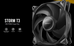 Antec Storm 140mm T3 PWM FDB Fan, High Airflow 112 CFM, Air Pressure 2.7, Noise Level 33.69 Woven Cable, PMW Daisy Chain design, 3 Yrs Warranty Storm T3 140_3pks