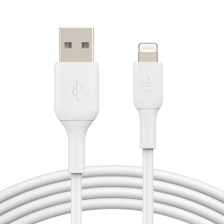 Belkin BoostCharge Lightning to USB-A Cable (1m/3.3ft) - White (CAA001bt1MWH), 8,000+ bends tested, 480Mbps, PVC Cable, MFi Certified,2YR