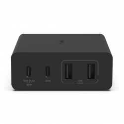 Belkin BoostCharge Pro 4-Port GaN Charger 108W - Black(WCH010auBK),2xUSB-C & 2xUSB-A,2M Cable,Intelligent and Fast Charger,Compact Laptop Charger,2YR WCH010auBK