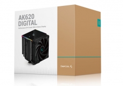 DeepCool AK620 DIGITAL High Performance Dual Tower CPU Cooler, 6 Copper Heat Pipes, 2x 120 FDB Fans, 260W Heat Dissipation LGA2066/2011-v3/1200/1511/ R-AK620-BKADMN-G