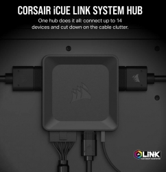 CORSAIR iCUE LINK System Hub, manage RGB Lighting by linking up 14 devices. reduce cable clutter. CL-9011116-WW