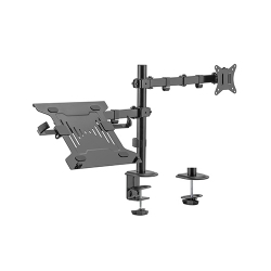 Brateck Steel Monitor Arm With Laptop Tray Fit Most 17"-32" Monitor Up to 9KG Laptops up to 4kg 10”-15.6” VESA 75x75,100x100(Black) LDT66-C024ML