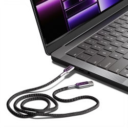 Cygnett Armoured Pro USB 4.0 240W USB-C to USB-C Cable (1M) - Black (CY4543PCCCC), Samsung Galaxy,iPad,MacBook,Google,OPPO,Nokia,Laptop, 5 Yr. WTY.