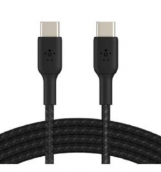 Belkin BoostCharge Braided USB-C to USB-C Cable (2m/6.6ft) - Black (CAB014bt2MBK),100W,480Mbps,30K+ bend,Samsung Galaxy,iPad,MacBook,Google,OPPO,Nokia