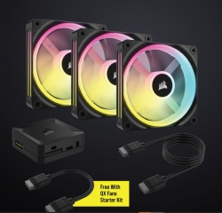 CORSAIR QX RGB Series, iCUE LINK QX120 RGB, 120mm Magnetic Dome RGB Fan, Starter Kit CO-9051002-WW
