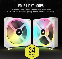 CORSAIR QX RGB Series, iCUE LINK QX140 RGB WHITE, 140mm Magnetic Dome Bearing PWM RGB Dual Fan, Expansion Kit CO-9051007-WW