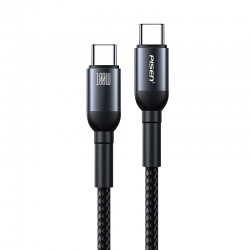 Pisen Braided USB-C to USB-C 100W PD Fast Charge Cable (1M) Black - Bend-Resistant, Samsung Galaxy,Apple iPhone,iPad,MacBook,Google,OPPO,Nokia,Laptop 6.90E+12