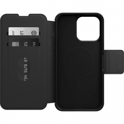 OtterBox Strada MagSafe Apple iPhone 15 Pro Max (6.7") Case Shadow (Black) - (77-93568), DROP+ 3X Military Standard, Leather Folio Cover 77-93568