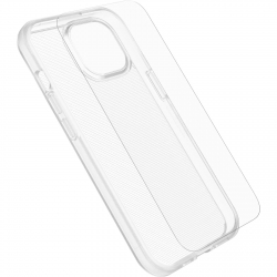 OtterBox React Case with Screen Protector Apple iPhone 15 (6.1") Clear - (78-81238), DROP+ Military Standard Case ,2X Anti-Scratch Screen Protector 78-81238