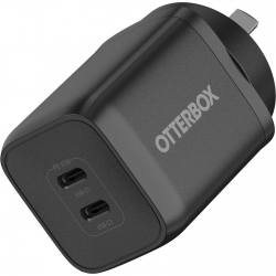 OtterBox 65W Dual Port USB-C (Type I) PD Fast GaN Wall Charger - Black (78-81354), 2x USB-C (45W+20W or Single 65W),Compact,Support PPS,Laptop Charger 78-81354