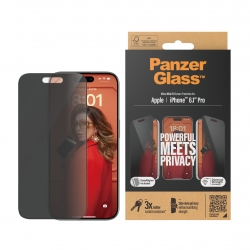 PanzerGlass Apple iPhone 15 Pro (6.1") Privacy Screen Protector Ultra-Wide Fit - Clear (P2810), Scratch & Shock Resistant, Drop Protection, 2YR P2810