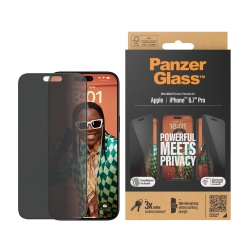 PanzerGlass Apple iPhone 15 Pro Max (6.7") Privacy Screen Protector Ultra-Wide Fit - Clear (P2812), Scratch & Shock Resistant, Drop Protection, 2YR P2812