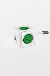 ALLOCACOC POWERCUBE Extended 4 Outlets Power Board with 2 USB 1.5 Meter Extension Cord, 240V, 10A - Green (0091) 5400/5420 (5400AUEUPCGRN) 5400/AUEUPCGRN