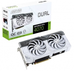 ASUS nVidia GeForce DUAL-RTX4070-O12G-WHITE RTX4070 12GB GDDR6X White OC Edition, 2520 MHz Boost Clock, RAM 21Gbps, HDMIx1, DPx3,