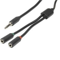 Digitech 3.5mm 4 Pole Plug to 2 x 3.5mm Socket Cable - 250mm WA7020