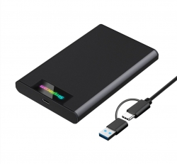 Simplecom SE239 Tool-free 2.5" SATA HDD SSD to USB-C Enclosure with RGB Lights USB 3.2 Gen 2 SE239