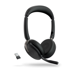 Jabra Evolve2 65 Flex UC Stereo Bluetooth Headset, Link380a USB-A Dongle Included, Foldable Design, 2Yr Warranty 26699-989-999