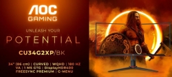 AOC 34" Curved 3440 x 1440 21:9, 1ms, 400cd/m2 HDR, Ultra Fast 180Hz Panel, Adaptive Sync, HDMI: 2.2, DisplayPort: 1.4 Gaming Monitor CU34G2XP