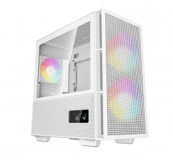 DeepCool CH360 Digital White Micro ATX Case, Tempered Glass Window,1x USB 3.0, 1x USB-C, HD Audio, 2x 140mm ARGB and 1x 120mm ARGB Pre-installed R-CH360-WHAPE3D-G-1