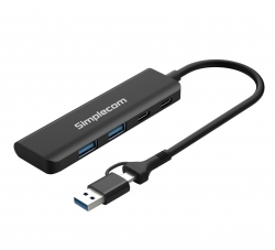 Simplecom CH385 SuperSpeed USB-A and USB-C 4-Port Combo Hub USB 3.2 Gen 1 (2x USB-A and 2x USB-C Ports) CH385