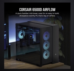 CORSAIR 6500D Airflow Tempered Glass ATX Mid-Tower, Mesh Front left, Dual Chamber Black Case CC-9011259-WW